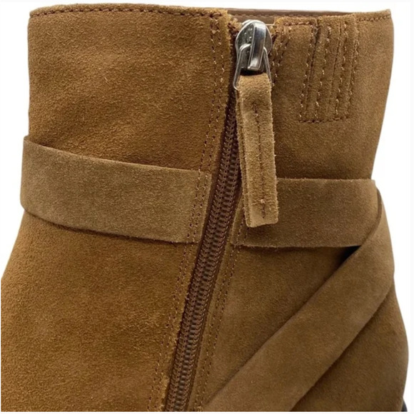 Dolce Vita Lorrie Boots 9 NWT Suede Ankle Booties Tan Brown Suede Heel Wrap - Picture 2 of 7